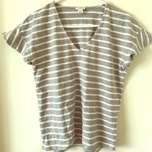 J crew white and gray stripped blouse